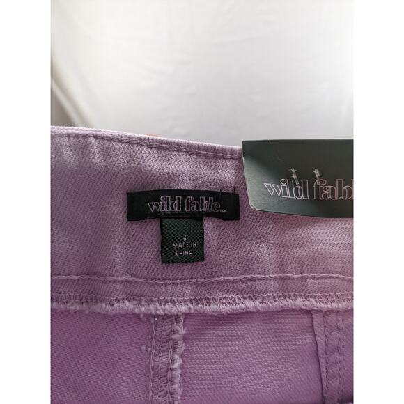 Wild Fable Jean Shorts Pleated Lavender 2 Cutoff Super High Rise Bermuda Raw Hem - Picture 6 of 9